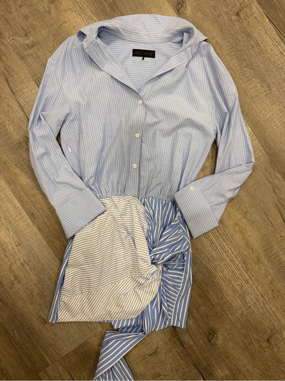 Zara Blue Striped Button-Up Dress